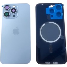 Uyumlu Iphone 15 Pro Max Arka Kapak Full Kamera Camlı ( Pil Kapağı ) - Magsafe Demirli + Titanyum