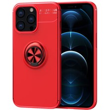 iPhone 13 Pro Max Kılıf  Manyetik (Metal) Yüzüklü ve Stant Olabilen Rewon Premium Silikon Kapak