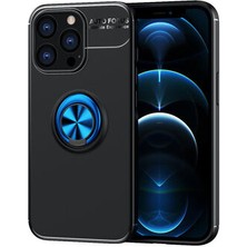 iPhone 13 Pro Max Kılıf  Manyetik (Metal) Yüzüklü ve Stant Olabilen Rewon Premium Silikon Kapak