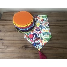 Trend Yuvam Ev Tekstil Ürünleri Otantik Desenli Runner & Karışık Renkli Ponponlu Supla