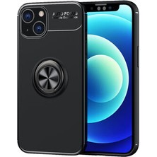 iPhone 13 Mini Kılıf  Manyetik (Metal) Yüzüklü ve Stant Olabilen Rewon Premium Silikon Kapak