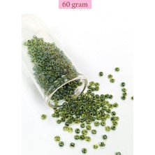 Dökme Cam Kum Boncuk (8/0) 3 mm - 60 Gram - Şeffaf Alacalı Yeşil - BNC212