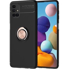 İ She Samsung Galaxy M51 Kılıf  Manyetik (Metal) Yüzüklü ve Stant Olabilen Rewon Premium Silikon Kapak