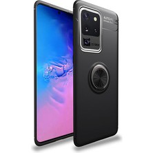 İ She Samsung Galaxy S20 Ultra Kılıf  Manyetik (Metal) Yüzüklü ve Stant Olabilen Rewon Premium Silikon Kapak