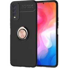 İ She Vivo Y20S Kılıf  Manyetik (Metal) Yüzüklü ve Stant Olabilen Rewon Premium Silikon Kapak