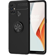 Mobixa One Plus Nord N10 5g Kılıf Metal Stant Olabilen Yüzüklü Flexring Premium Silikon Kılıf