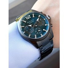 Function Erkek Kol Saati Petrol Yeşili Kadran Siyah Metal Kordon Modern Fonksiyonlu