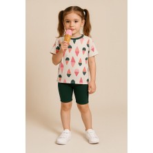 Luess Kız Çocuk Dondurma Desenli Ikili Takım