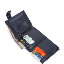 Erkek Siyah Deri Bozuk Para Hazneli Kartlık Cüzdan (10X12CM) TUL515 - Lacivert