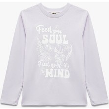 Koton Bisiklet Yaka Baskılı Lila Kız Çocuk Uzun Kollu T-Shirt 6WKG10160AK