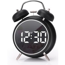 Çift Çanlı Dijital Alarm Saati – 70DB Yüksek Sesli, LED Ekranlı, Sıcaklık ve Tarih Gösterimli, Sessiz Çalışma, Gece Işıklı, Sesle Kontrol, Retro & Modern Tasarım | HL-8891A
