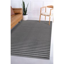 Saraz Halı Kadife Bambu Dokuma Modern Kaymaz Salon Halısı Mutfak Halısı Koridor Halısı Yolluk Çizgi Antrasit