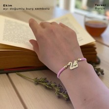 Archin Ekim Ayı Doğumlarına Kuğu Kuşu Motifli 14 Ayar Altın Plakalı Pembe Örgülü Hediye BILEKLIK-609AY