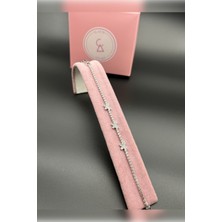 925 Ayar Gümüş Kaplama Kelebekli Su Yolu Bileklik , Pembe Işıltılı Kelebek Motifli Su Yolu Bileklik