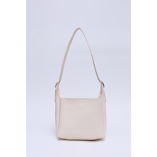 Krem SHK158 Suni Deri Tek Bölmeli Askılı Çıtçıtlı Çapraz Kol ve Omuz Çantası