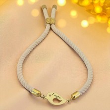 Archin Leyla Ismine Özel Beyaz Örgülü Sevgi Kuşu Figürlü 14 Ayar Altın Plakalı Hediye BILEKLIK-611ISIM