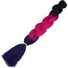 Esperer Afrika Örgüsü ve Rasta İçin Sentetik Ombreli Saç - Siyah - Fuşya - Mor