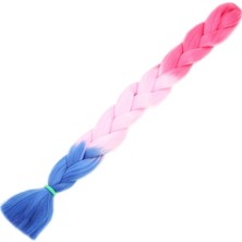 Esperer Afrika Örgüsü ve Rasta İçin Sentetik Ombreli Saç - Koyu Pembe - Açık Pembe - Mavi