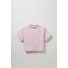 Lila Nakış Detaylı Oversize Tshirt