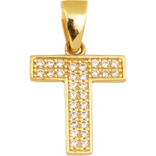 T Harfi 14 Ayar Altın Kolye Ucu