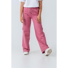 Kız Çocuk Bol Paça Cepli Rahat Kesim Penye Eşofman Altı