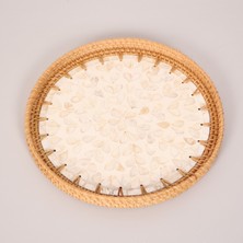 Mylamp Kremy Sedefli Rattan Tepsi & Duvar Dekoru 30X3 cm