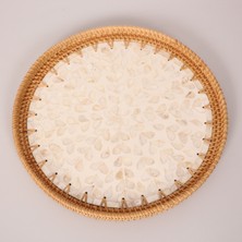 Mylamp Kremy Sedefli Rattan Tepsi & Duvar Dekoru 35X3 cm