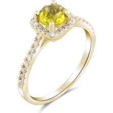 1.06 Karat Pırlanta Sarı Safir Yüzük, Gerçek Pırlanta, Sertifikalı Mücevher