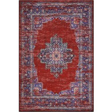 Mars 197 Kırmızı Etnik Desenli Vintage Dokuma Taban Halı