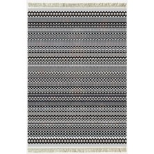 Cotton Kilim 56 Gri Desenli Geleneksel Motifler Modern Dekoratif Saçaklı Yıkanabilen Dokuma Kilim