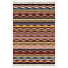 Cotton Kilim 77 Çok Renkli Etnik Bohem Stil Pamuk Taban