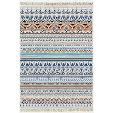 Cotton Kilim 26 Multi Geleneksel Motif Çizgili Desenli Dekoratif Yıkanabilen Dokuma Taban Kilim