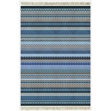 Cotton Kilim 6 Mavi Tonunda Geometrik Desenli Dekoratif Yıkanabilen Dokuma Taban Kilim
