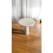 Simillo Home & Living Şık Tasarım Doğal Masif Ahşap Yan Sehpa – Beyaz Tekli Mantar Sehpa