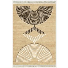 Cotton Kilim 23 Jut Zeminli Çizgili Desenli Dekoratif Yıkanabilen Dokuma Taban Kilim