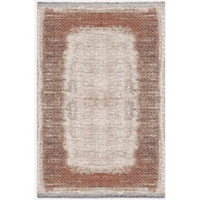 Mars Halı 2096 Kahve Tonunda Geometrik Kilim Salon Halısı Saçaklı Yıkanabilen Halı