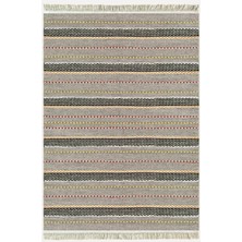Cotton Kilim 33 Gri Tonlarında Çizgili Modern Desenli Dekoratif Yıkanabilen Dokuma Taban Kilim