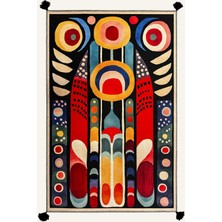 Milano Modern ve Canlı Renkli Geometrik Halı Modeli Siyah Etnik Desenli Püsküllü Yıkanabilir HALI271