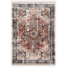 Mars 2195 Renkli Göbekli Desenli Yıkanabilir ve Kaymaz Salon Halısı, Koridor ve Mutfak Halısı