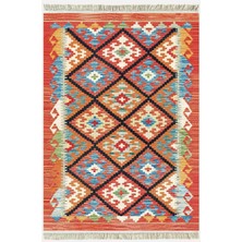 Cotton Kilim 40 Modern ve Otantik Karışımı Desenli Dekoratif Yıkanabilen Dokuma Kilim