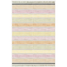 Cotton KILIM35 Renklı Modern Desenli Dekoratif Yıkanabilen Dokuma Taban Kilim