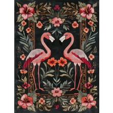 Flamingo ve Çiçek Desenleriyle Süslenmiş, Mutfak Veya Salon Halısı MARS263