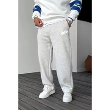 Stwd Baskılı Baggy Gri Yazlık 3 Iplik Bol Kesim Düz Paça Mevsimlik Eşofman Altı RF0541