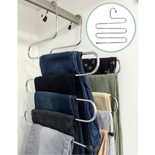 3 Adet Metal Dolap Içi  Krom Askı 5 Katlı Paslanmaz Organizer Pantalon Eşarp Etek Askısı