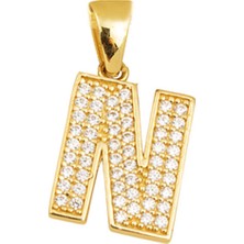 N Harfi 14 Ayar Altın Kolye Ucu