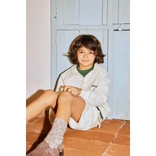 Ekru Nakış Detaylı Reglan Kol Sweatshirt