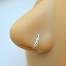 Heppii 925 Ayar Gümüş Deliksiz Taş Sıralı Halka Burun Hızma – Ayarlanabilir