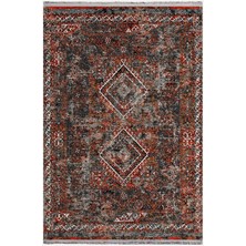 Mars 2157 Bordo Tonlarında Klasik Eskitme Desen Saçaklı Dekoratif Halı