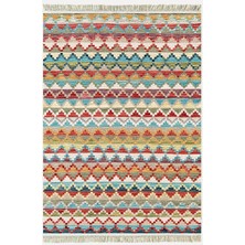 Multy Tonlarında Baklava Antika Desenli Dekoratif Pamuk Dokuma Cotton Kilim 3569