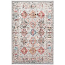 Mars 2164 Krem Tonlarında Eskitme Desen Kaymaz Taban Dekoratif Halı